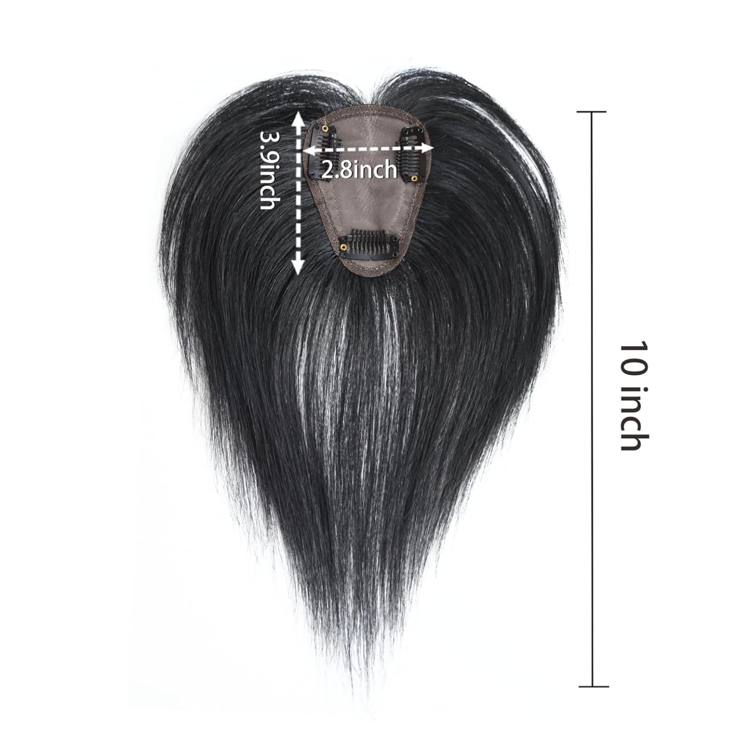 Meiverah Handmade Human Hair Middle Part Clip In Toupee No Bangs Seamless Natural Topper Breathable Mesh Base Women Thickening Hairpiece (Natural Black/Swissnet)